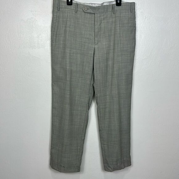 John Craig Zanella Wool Gray Straight Leg Classic Pants Size 36 - Picture 1 of 9